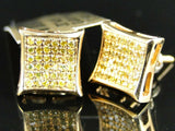 0.75ct Round Yellow Sapphire Square Cluster Stud Earrings 14k Yellow Gold Finish