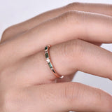 1ct Baguette Cut Green Emerald Half Eternity Wedding Band Ring 14k RoseGold Over