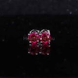 0.7ct Round Cut Simulated Pink Ruby Solitaire Stud Earrings 14k WhiteGold Plated