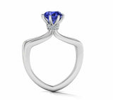 1ct Round Cut Sapphire Split Shank Stylish Hidden Halo Ring 14k White Gold Over