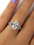 3.5Ct Oval Cut Diamond Leaf Accent Design Engagement Ring 14K White Gold Finish