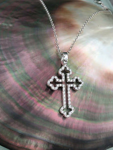 1.2ct Round Cut VVS1 Diamond Pendant Chain Jesus Cross Design 14k WhiteGold Over