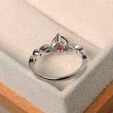 1ct Engagement Ring Heart Cut Pink Ruby Solitaire with Accent 14k WhiteGold Over