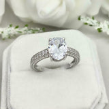 2ct Engagement Ring Oval Cut Diamond Solitaire with Accents 14k WhiteGold Finish