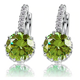 2.5Ct Round Cut Green Peridot Diamond Elegant Drop Earring 14K White Gold Finish