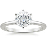 1ct Round Cut Diamond Engagement Ring 14k White Gold Finish Six Prong Solitaire