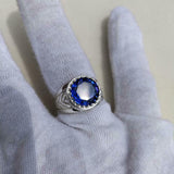 2ct Engagement Ring Round Cut Blue Sapphire Vintage Inspired 14k White Gold Over