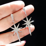 4ct Round Cut Diamond Large Long Star Women Stud Earrings 14k White Gold Finish