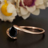 0.4ct Round Cut Black Diamond Engagement Ring 14k Rose Gold Finish Solitaire