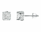 0.65ct Round Cut VVS1 Diamond Square Cluster Stud Earrings 14k White Gold Finish