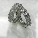 10Ct Emerald Cut Diamond Full Eternity Two Wedding Bands 14K White Gold Finish