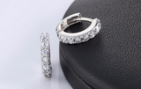 3ct Round Diamond Prong Setting Trendy Women Hoop Earrings 14k White Gold Finish