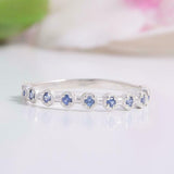 1.2ct Round Cut BlueTanzanite Half Eternity Wedding Band 14k White Gold Finish