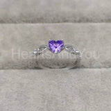 1ct Heart Cut Simulated Amethyst Infinity Engagement Ring 14k White Gold Plated