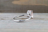 1.6ct Cushion Cut Morganite Engagement Ring 14k White Gold Finish Diamond Accent