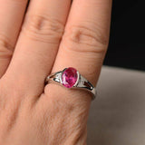 1ct Oval Cut Pink Ruby Trilogy Wedding Engagement Ring 18k White Gold Finish