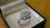 3Ct Princess Cut Diamond Bridal Set Vintage Halo Ring Band 14K White Gold Finish