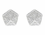 1ct Round Cut VVS1D Diamond Pentagon Stud Earrings Women 14k White Gold Finish