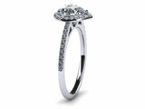 1.6ct Engagement Ring Heart Cut Diamond Round Accent Halo 14k White Gold Finish