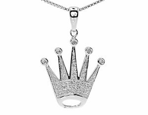 0.25ct Round Cut VVS1D Diamond Pendant Crown 14k White Gold Finish NO CHAIN