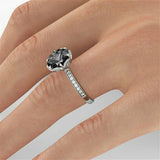 2.3ct Round Cut Black Diamond Floral Women Engagement Ring 14k White Gold Finish