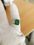 2ct Engagement Ring Emerald Cut Green Emerald Diamond Petite 14k White Gold Over