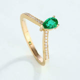 1.4ct Pear Green Emerald Curved Half Eternity Wedding Band 14k Yellow Gold Over