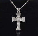 3.5ct Round Cut Diamond Christ Cross God Pendant 14k White Gold Finish NO CHAIN