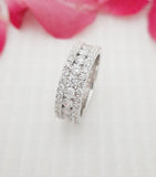 2ct Round Cut Moissanite Pave Full Eternity Wedding Band 14k White Gold Plated