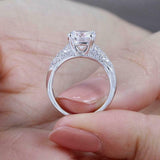 2.2ct Round Diamond Engagement Ring Cluster Accent Solitaire 14k White Gold Over