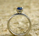 0.5Ct Round Blue Sapphire Filigree Solitaire Engagement Ring 14K White Gold Over