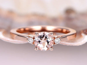 1.2ct Round Cut Peach Morganite Solitaire Engagement Ring 14k Rose Gold Finish