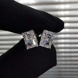 1.2ct Stud Earrings Radiant Cut Diamond Solitaire Women 14k White Gold Finish