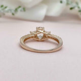 2ct Oval Cut Diamond Solitaire with Accent Trilogy Ring 14k Yellow Gold Finish