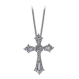 2ct Round Baguette Diamond Holy Cross Jesus Christ Pendant 18k White Gold Finish