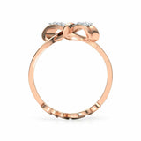 1ct Engagement Ring Round Cut Diamond Bow Knot Design 14k Rose Gold Finish