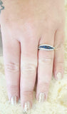 2ct Round Blue Sapphire Engagement Ring Split Band Statement 14k White Gold Over