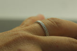 Tyre Rope Braided Stackable Wedding Band Ring Men Women 14k White Gold Finish