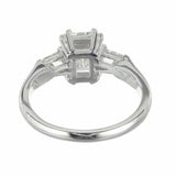 1.6ct Emerald Cut Diamond Engagement Ring Unique Trilogy 14k White Gold Finish