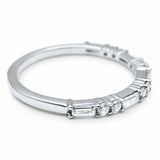 1.2ct Baguette Cut Diamond Stackable Half Eternity Band 14k White Gold Finish