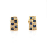 1.5ct Drop Earrings Princess Cut Blue Sapphire Tiles 14k Yellow Gold Finish