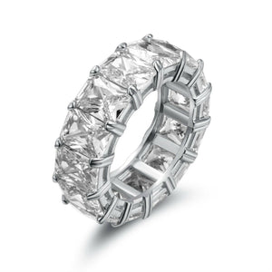 5Ct Radiant Cut Diamond Gatsby Full Eternity Wedding Band 18K White Gold Finish