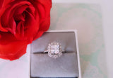 2Ct Princess Cut Diamond Vintage Art Halo Engagement Ring 14K White Gold Finish