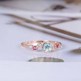 1ct Round Blue Aquamarine Engagement Ring Bezel Set Solitaire 14k Rose Gold Over