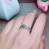 1ct Engagement Ring Round Cut Green Emerald Heart Shank 14k White Gold Finish