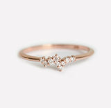 0.9ct Round Cut Diamond Engagement Ring 14k Rose Gold Finish Cluster Minimalist