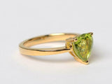 1ct Engagement Ring Heart Cut Green Peridot Solitaire 14k Yellow Gold Finish