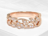 1ct Round Cut VVS1 Diamond Leaf Vine Floral Engagement Ring 14k Rose Gold Finish