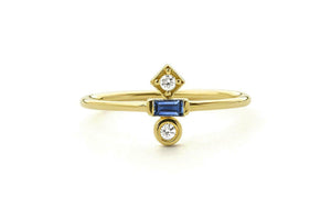 0.3ct Baguette Cut Blue Sapphire Minimalist Engagement Ring 14k Yellow Gold Over