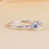 0.85ct Round Cut Blue Sapphire Engagement Ring 14k White Gold Finish Minimalist